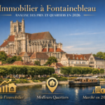 Immobilier à Fontainebleau : vue panoramique du centre-ville et des bords de Seine pour l’analyse des prix et quartiers en 2026