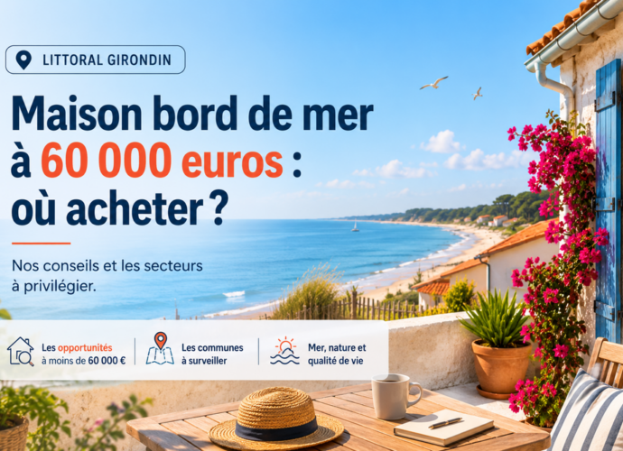 Maison bord de mer 60000 euros : opportunités immobilières près du littoral girondin