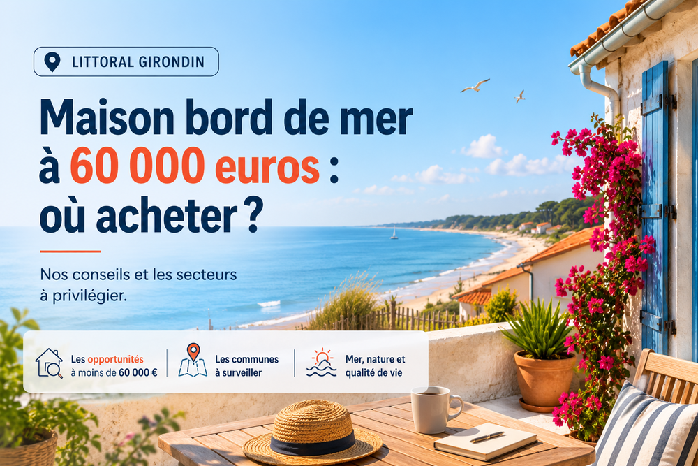 Maison bord de mer 60000 euros : opportunités immobilières près du littoral girondin