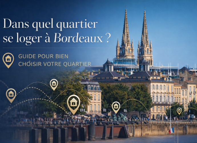 Se loger à Bordeaux : vue des quais et des immeubles du centre-ville avec la cathédrale Saint-André
