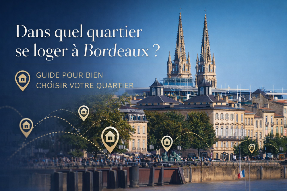 Se loger à Bordeaux : vue des quais et des immeubles du centre-ville avec la cathédrale Saint-André