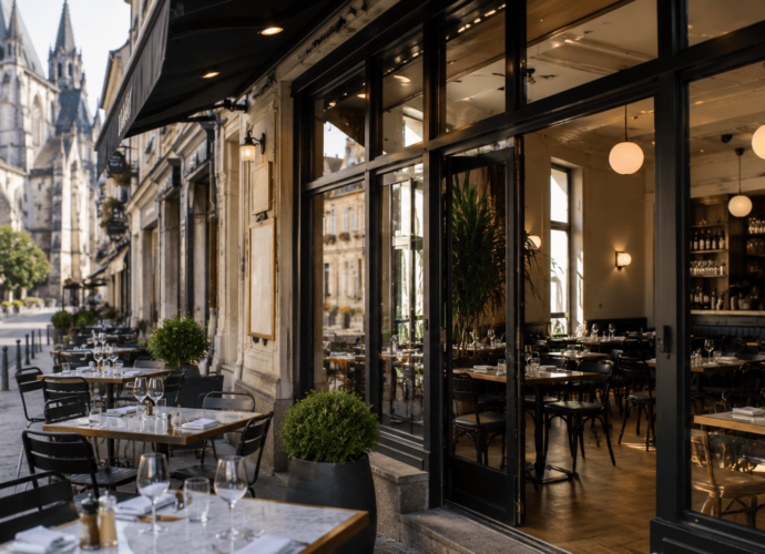 Terrasse de restaurant dans le centre historique de Poitiers, exemple de CHR à vendre ou reprendre