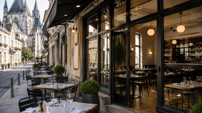 Terrasse de restaurant dans le centre historique de Poitiers, exemple de CHR à vendre ou reprendre
